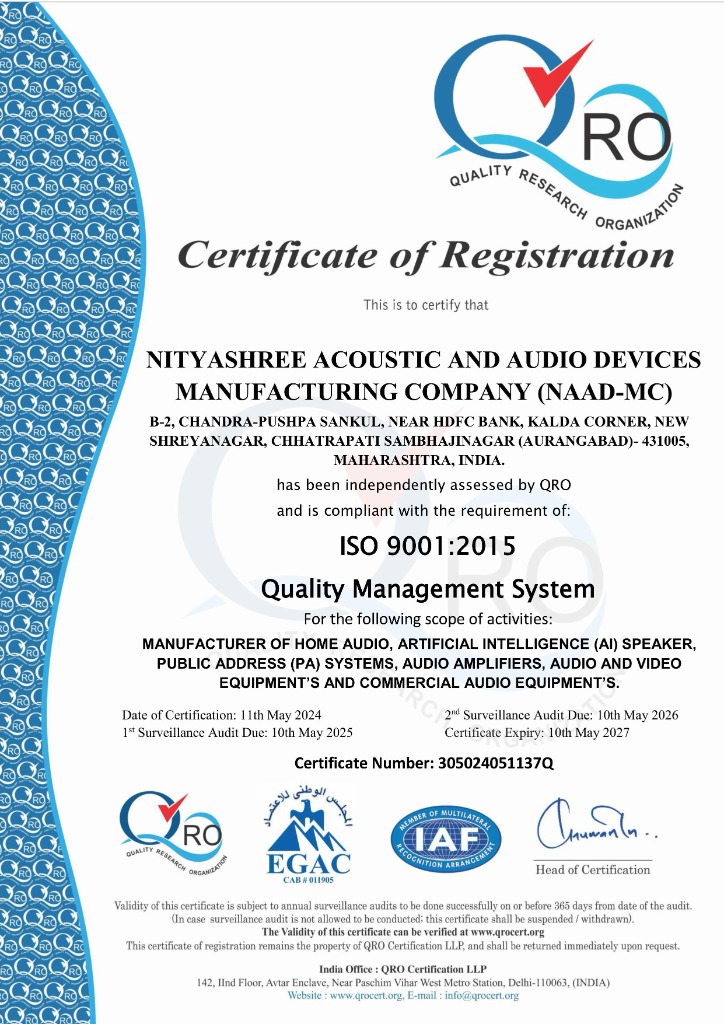 ISO 9001:2015 Certificate — NAAD-MC