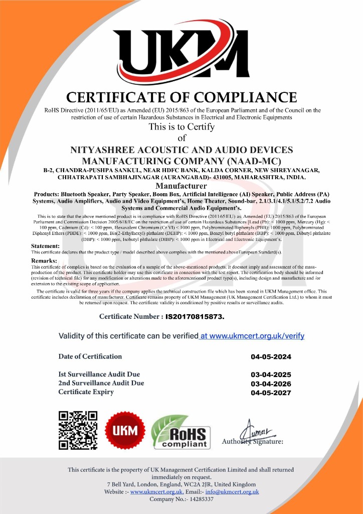 RoHS Certificate — NAAD-MC